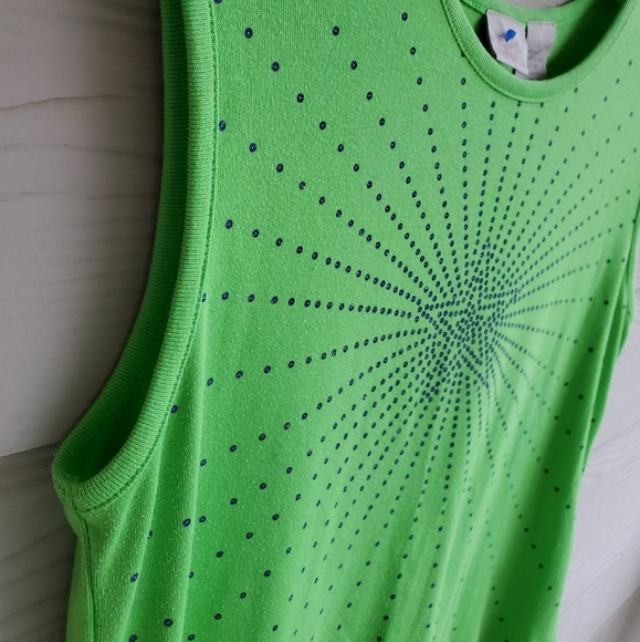 Vibrant Green Y2K Blue Sequin Starburst Embellished Graphic Summer Sweater Vest - Picture 8 of 16